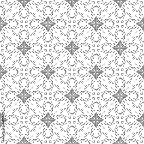 Vector pattern with symmetrical elements . Modern stylish abstract texture. Repeating geometric tiles from striped elements.Black and white pattern.