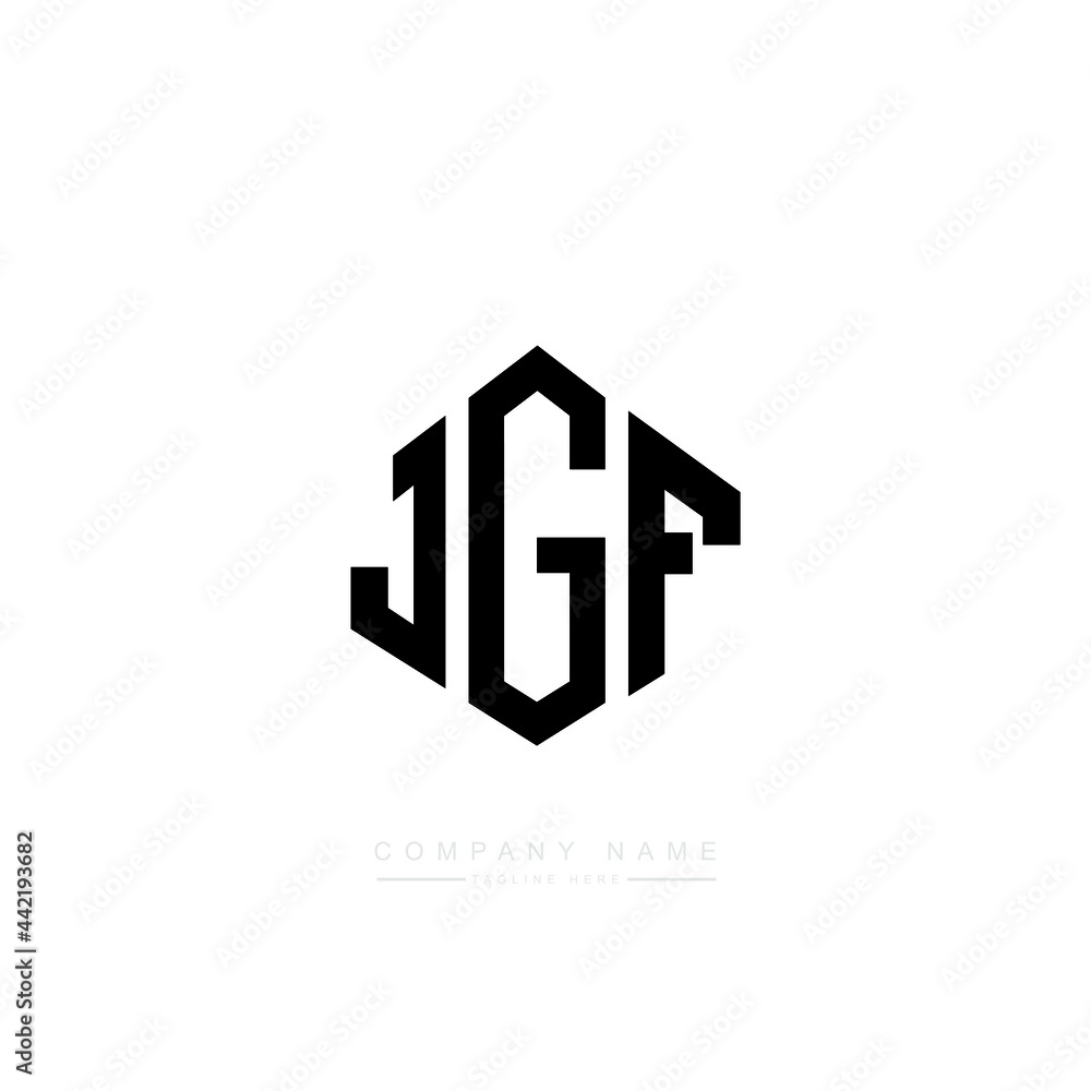JGF letter logo design with polygon shape. JGF polygon logo monogram. JGF cube logo design. JGF hexagon vector logo template white and black colors. JGF monogram, JGF business and real estate logo. 