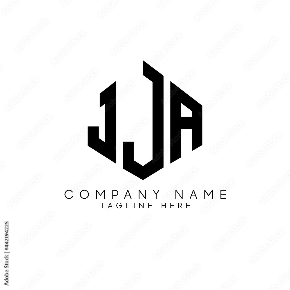 JJA letter logo design with polygon shape. JJA polygon logo monogram. JJA cube logo design. JJA hexagon vector logo template white and black colors. JJA monogram, JJA business and real estate logo. 