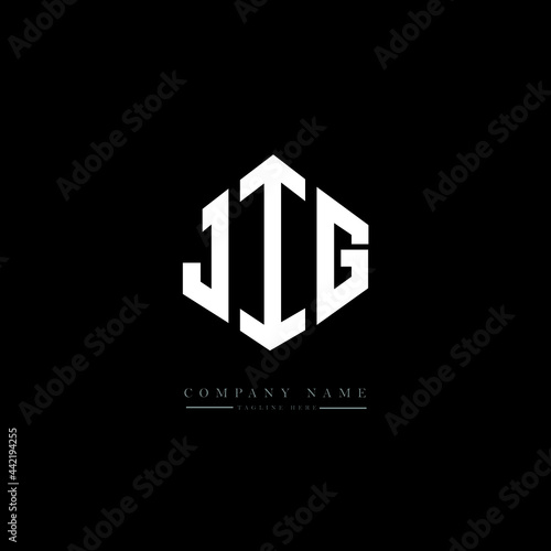 JIG letter logo design with polygon shape. JIG polygon logo monogram. JIG cube logo design. JIG hexagon vector logo template white and black colors. JIG monogram, JIG business and real estate logo. 