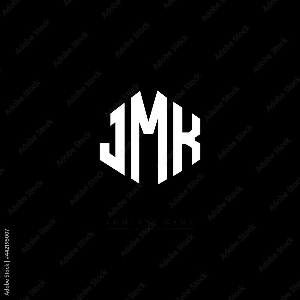 JMK letter logo design with polygon shape. JMK polygon logo monogram. JMK cube logo design. JMK hexagon vector logo template white and black colors. JMK monogram, JMK business and real estate logo. 