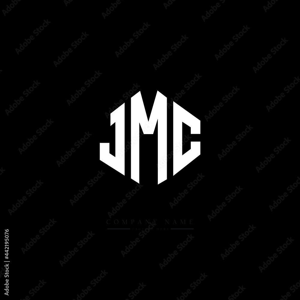 JMC letter logo design with polygon shape. JMC polygon logo monogram. JMC cube logo design. JMC hexagon vector logo template white and black colors. JMC monogram, JMC business and real estate logo. 
