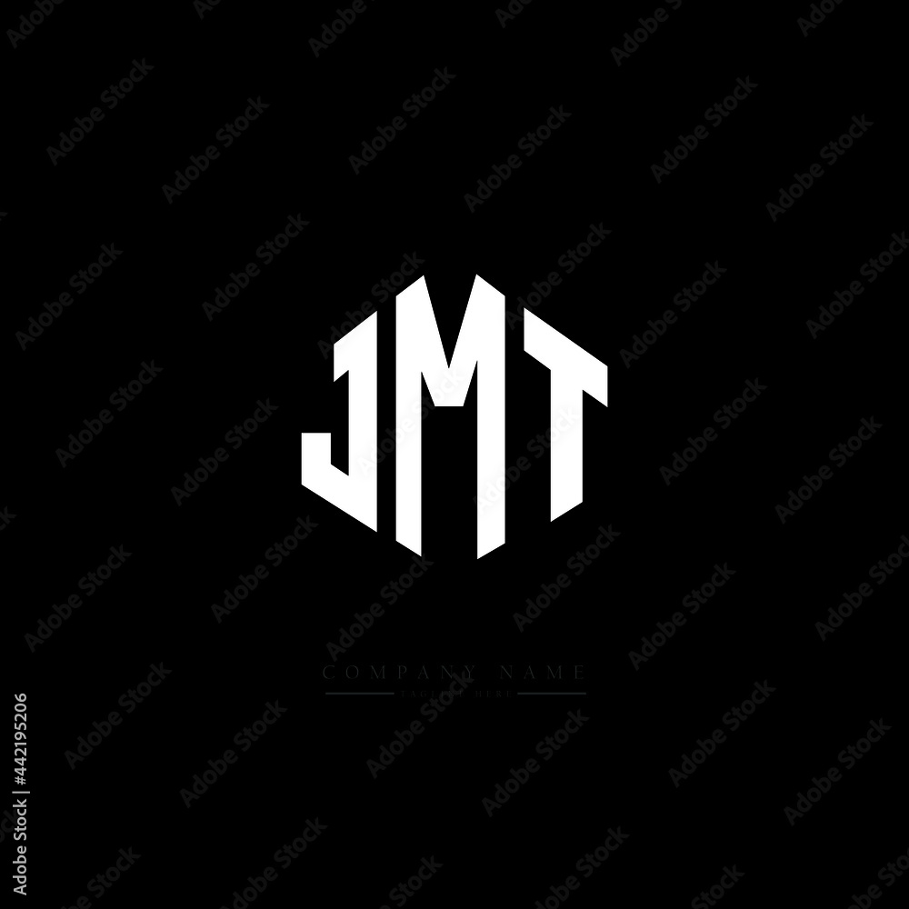 JMT letter logo design with polygon shape. JMT polygon logo monogram. JMT cube logo design. JMT hexagon vector logo template white and black colors. JMT monogram, JMT business and real estate logo. 