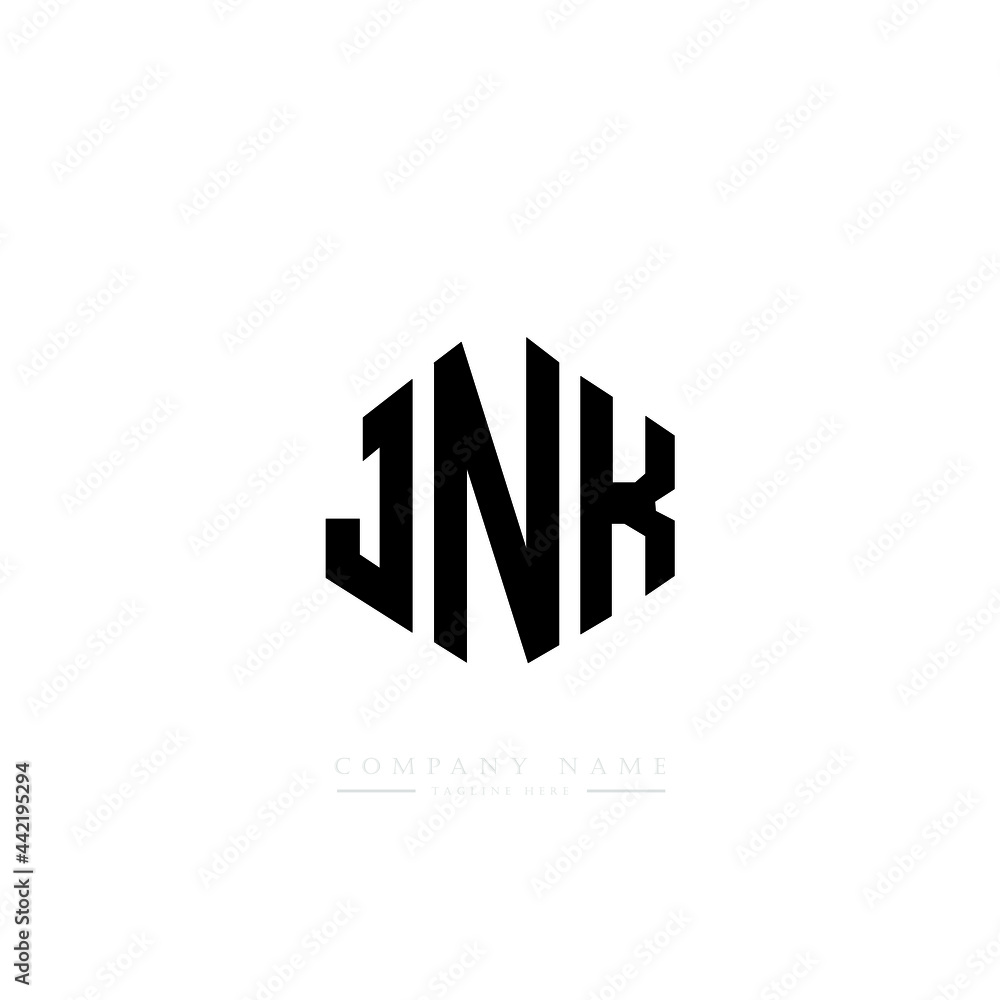 JNK letter logo design with polygon shape. JNK polygon logo monogram. JNK cube logo design. JNK hexagon vector logo template white and black colors. JNK monogram, JNK business and real estate logo. 