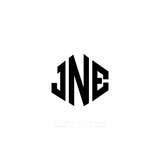 JNE letter logo design with polygon shape. JNE polygon logo monogram. JNE cube logo design. JNE hexagon vector logo template white and black colors. JNE monogram, JNE business and real estate logo. 