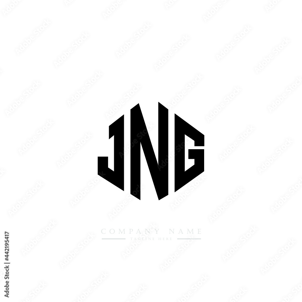 JNG letter logo design with polygon shape. JNG polygon logo monogram. JNG cube logo design. JNG hexagon vector logo template white and black colors. JNG monogram, JNG business and real estate logo. 