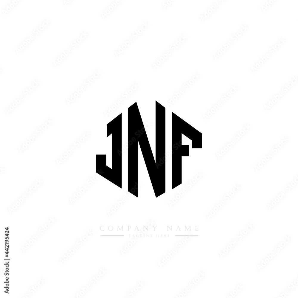 JNF letter logo design with polygon shape. JNF polygon logo monogram. JNF cube logo design. JNF hexagon vector logo template white and black colors. JNF monogram, JNF business and real estate logo. 