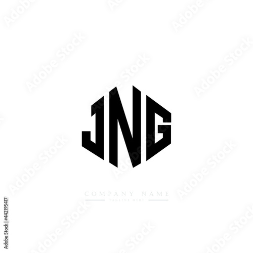 JNG letter logo design with polygon shape. JNG polygon logo monogram. JNG cube logo design. JNG hexagon vector logo template white and black colors. JNG monogram, JNG business and real estate logo.  © mamun25g