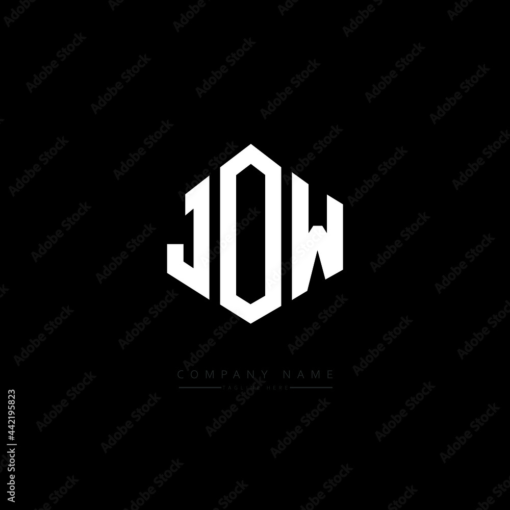 JOW letter logo design with polygon shape. JOW polygon logo monogram. JOW cube logo design. JOW hexagon vector logo template white and black colors. JOW monogram, JOW business and real estate logo. 