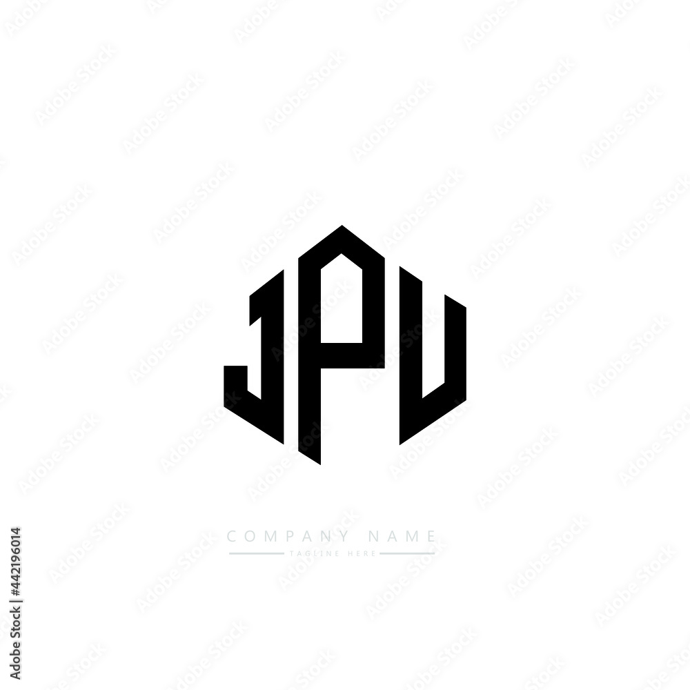 JPU letter logo design with polygon shape. JPU polygon logo monogram. JPU cube logo design. JPU hexagon vector logo template white and black colors. JPU monogram, JPU business and real estate logo. 