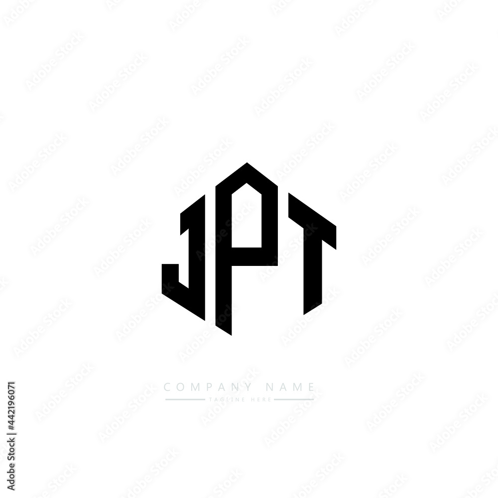 JPT letter logo design with polygon shape. JPT polygon logo monogram. JPT cube logo design. JPT hexagon vector logo template white and black colors. JPT monogram, JPT business and real estate logo. 