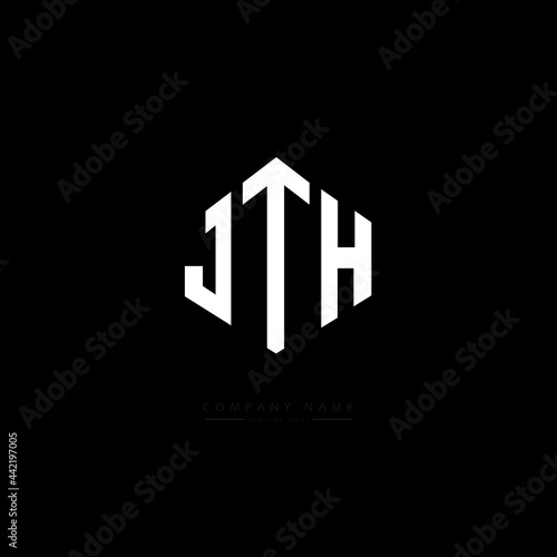 JTH letter logo design with polygon shape. JTH polygon logo monogram. JTH cube logo design. JTH hexagon vector logo template white and black colors. JTH monogram, JTH business and real estate logo. 