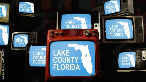 Flag of Lake County, Florida, and Vintage Televisions.   photo
