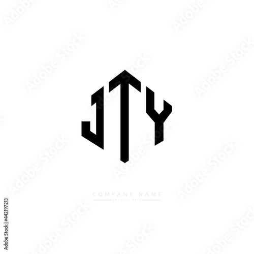 JTY letter logo design with polygon shape. JTY polygon logo monogram. JTY cube logo design. JTY hexagon vector logo template white and black colors. JTY monogram, JTY business and real estate logo.  photo