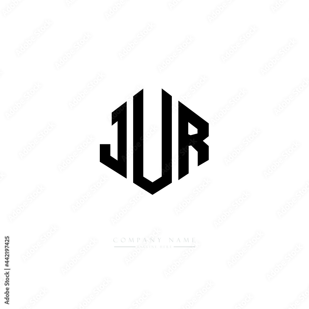 JUR letter logo design with polygon shape. JUR polygon logo monogram