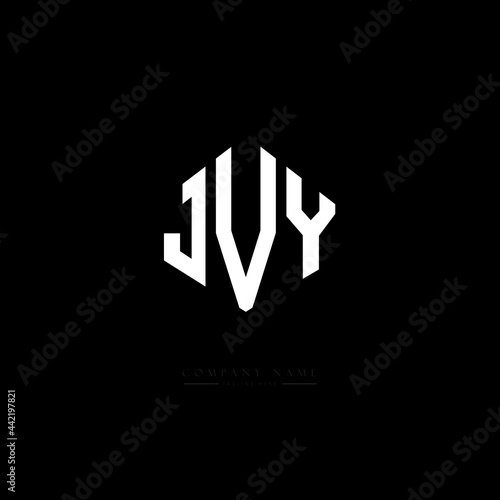 JVY letter logo design with polygon shape. JVY polygon logo monogram. JVY cube logo design. JVY hexagon vector logo template white and black colors. JVY monogram, JVY business and real estate logo. 