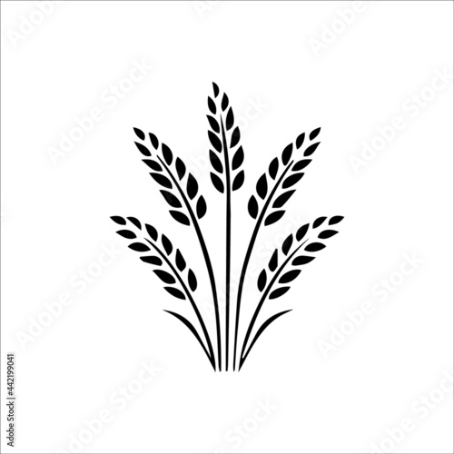 Wheat wreaths and grain spikes set icons