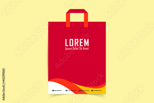 Custom shopping bag design. Company Shopping Bags Design. Realistic shopping bag design for mockup. Vector illustrations