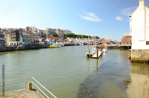  River Esk flows Whitby, seaside town, Yorkshire, northern England,  River Esk, photo