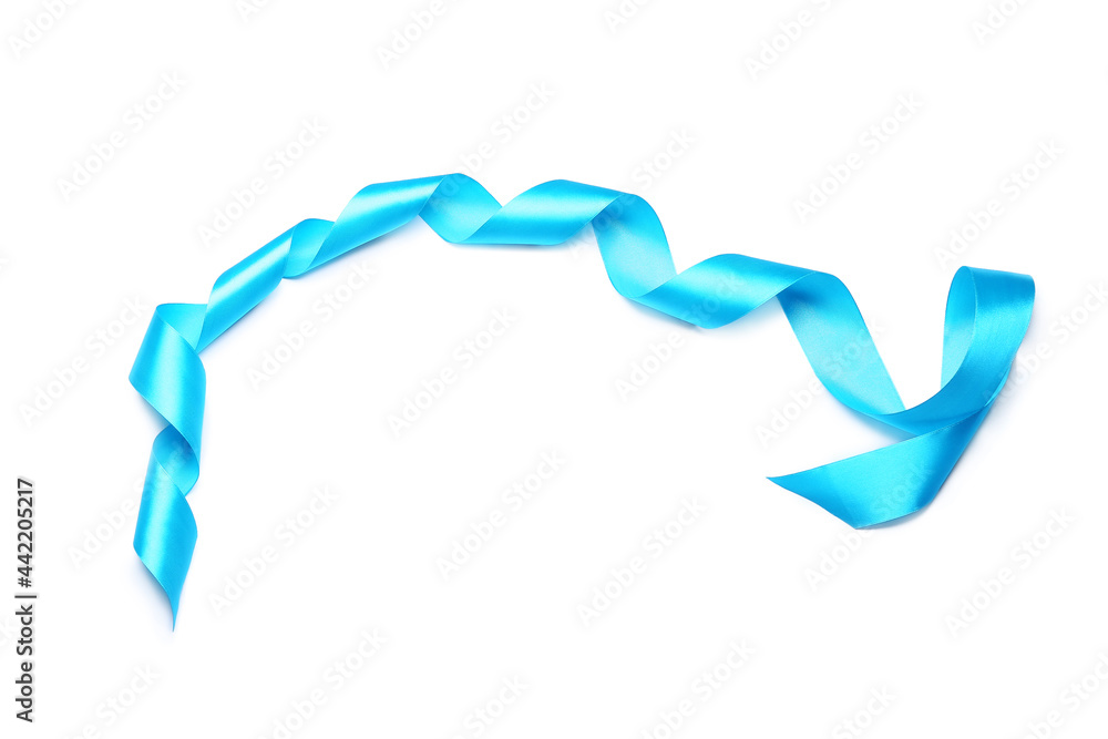 Fototapeta premium Blue ribbon on white background