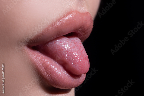 Canvas Print Red lips, mouth and tongue icon