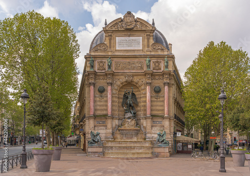 Paris, France - 05 02 2021: Latin quarter. Saint-Michel fountain, struggle of good against evil. © Franck Legros