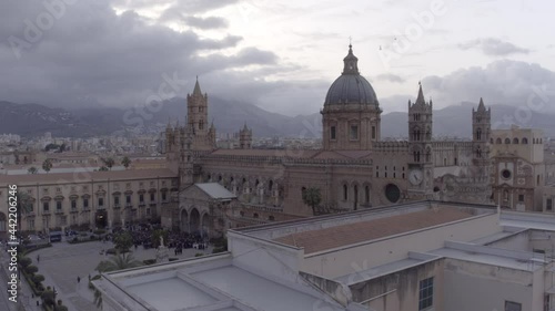 Aerial footage drone view of Palermo skyline in cloudy day in Sicily Italy// no video editing
