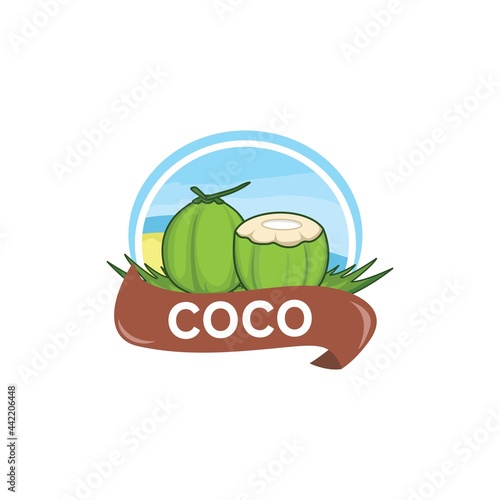coconut logo badges for healthy drink brand