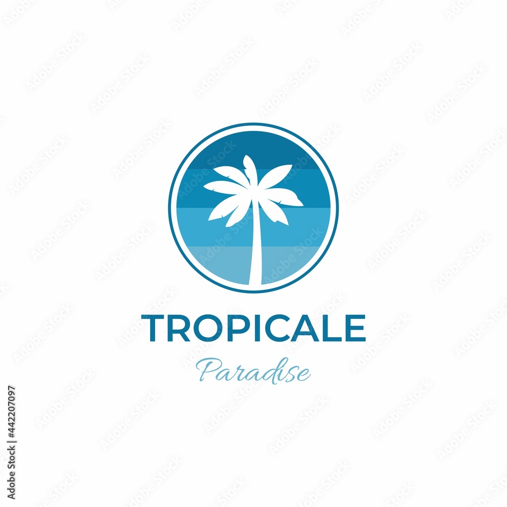 modern circle tropical paradise beach logo company modern circle tropical paradise beach logo company