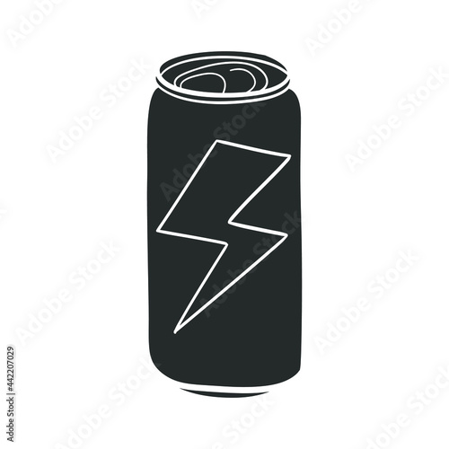 Energy Drink Icon Silhouette Illustration. Power Vector Graphic Pictogram Symbol Clip Art. Doodle Sketch Black Sign.