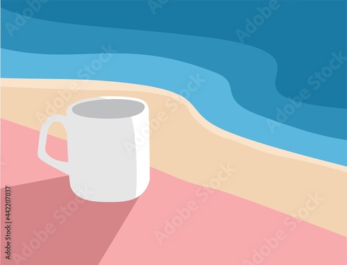 modern abstract coffee at the beach illustration