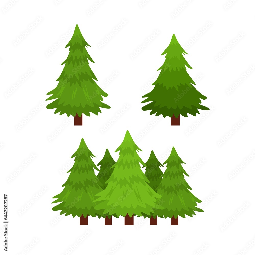 green pine tree vector collection