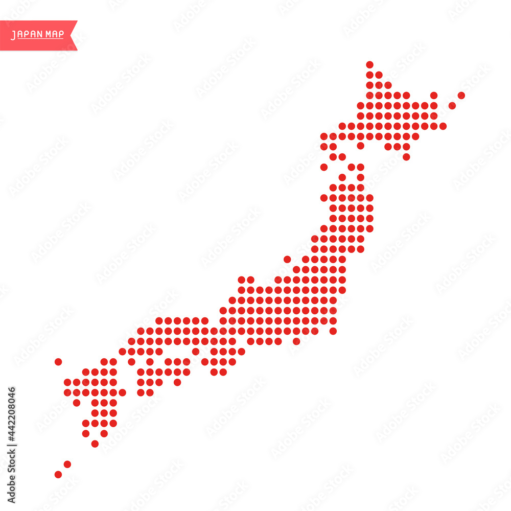 ドットで視覚化した日本地図 シンプルでかわいい インフォグラフィックデザインで表現した日本列島 Stock Vector Adobe Stock