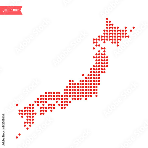 ドットで視覚化した日本地図：シンプルでかわいい インフォグラフィックデザインで表現した日本列島