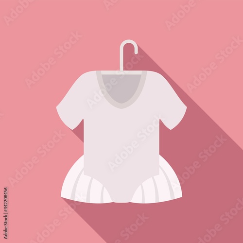 Ballet kid dress icon flat vector. Ballerine dance girl