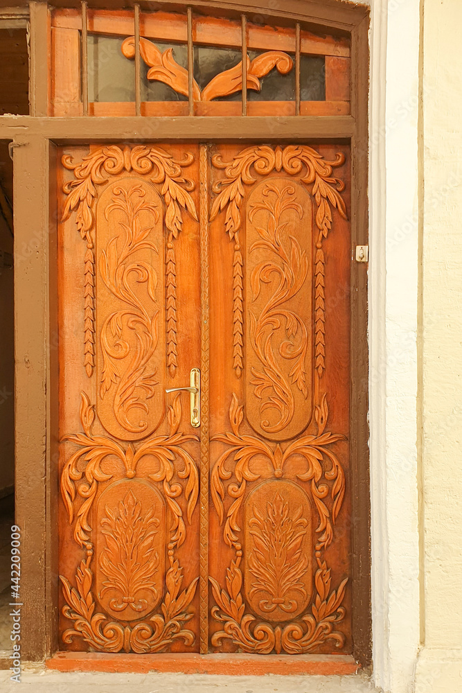 Antique wooden door in the old city in Baku, Azerbaijan Antique wooden door in the old city in Baku, Azerbaijan