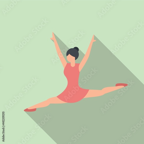 Ballerina jump icon flat vector. Ballet silhouette dance