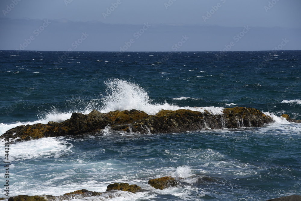 Fototapeta premium yhe waves crashing on the rocks