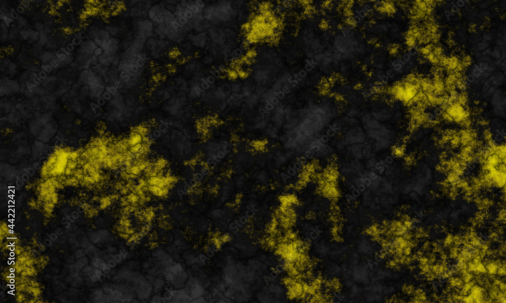 Dark grunge texture with noise and yellow spots in black colors. Abstract background