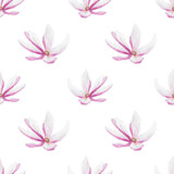 Magnolia flower on white background seamless pattern
