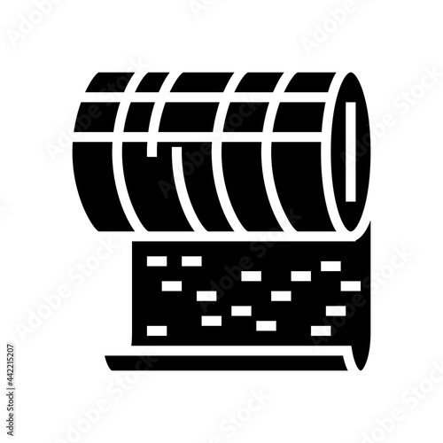 metallic mineral wool roll glyph icon vector. metallic mineral wool roll sign. isolated contour symbol black illustration
