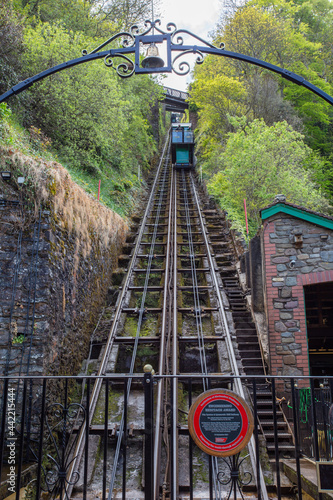 Lynton to Lynmouth cliff railway. Victorian water powered funicular railway built in 1888 photo