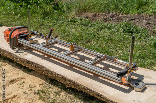 blade sawing using a mobile chainsaw mill
