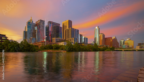Beautiful Austin skyline. Austin, Texas on the Colorado River.