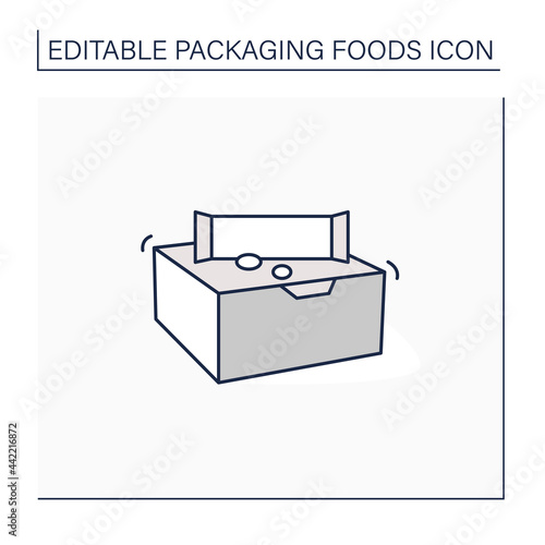 Snack bars line icon. Paper box with snacks.Portion control, protection, tampering resistance from bacteria. Packing food concept. Isolated vector illustration. Editable stroke