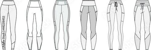 flat sketch set of leggings vector illustration.  photo