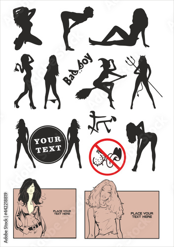 Silhouettes of sexy women, vector collection
