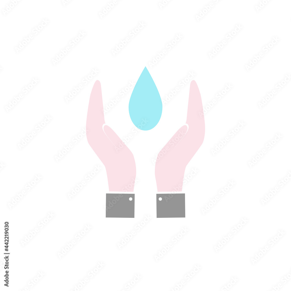 save water icon, water drop in palms, vector illustration save water icon, water drop in palms, vector illustration