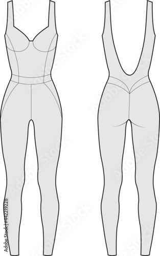 Unitard Bodysuit Catsuit vector illustration. 