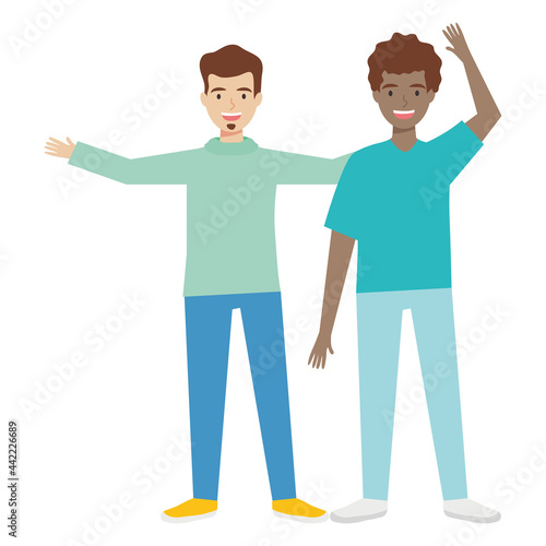 happy guys standing